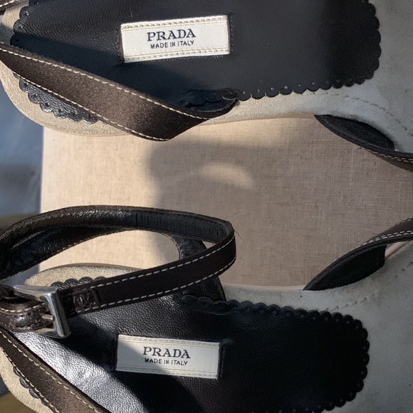 Prada Dark Brown Satin Open Toe Ankle Strap Heels size 39 - Picture 4 of 9
